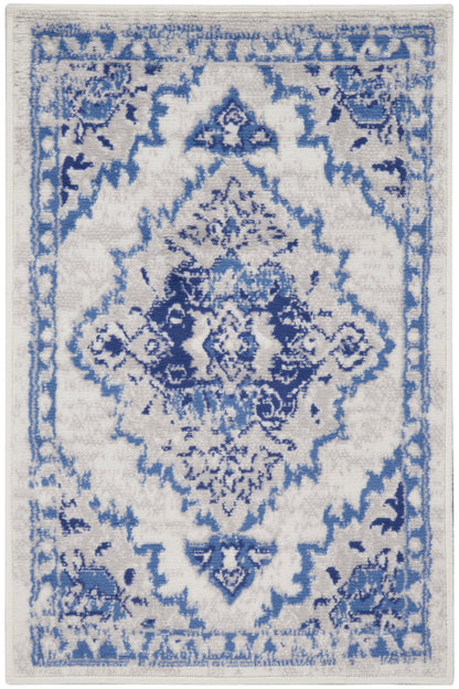 Nourison Home Whimsicle WHS14 Ivory Blue Transitional Power-loomed Rug
