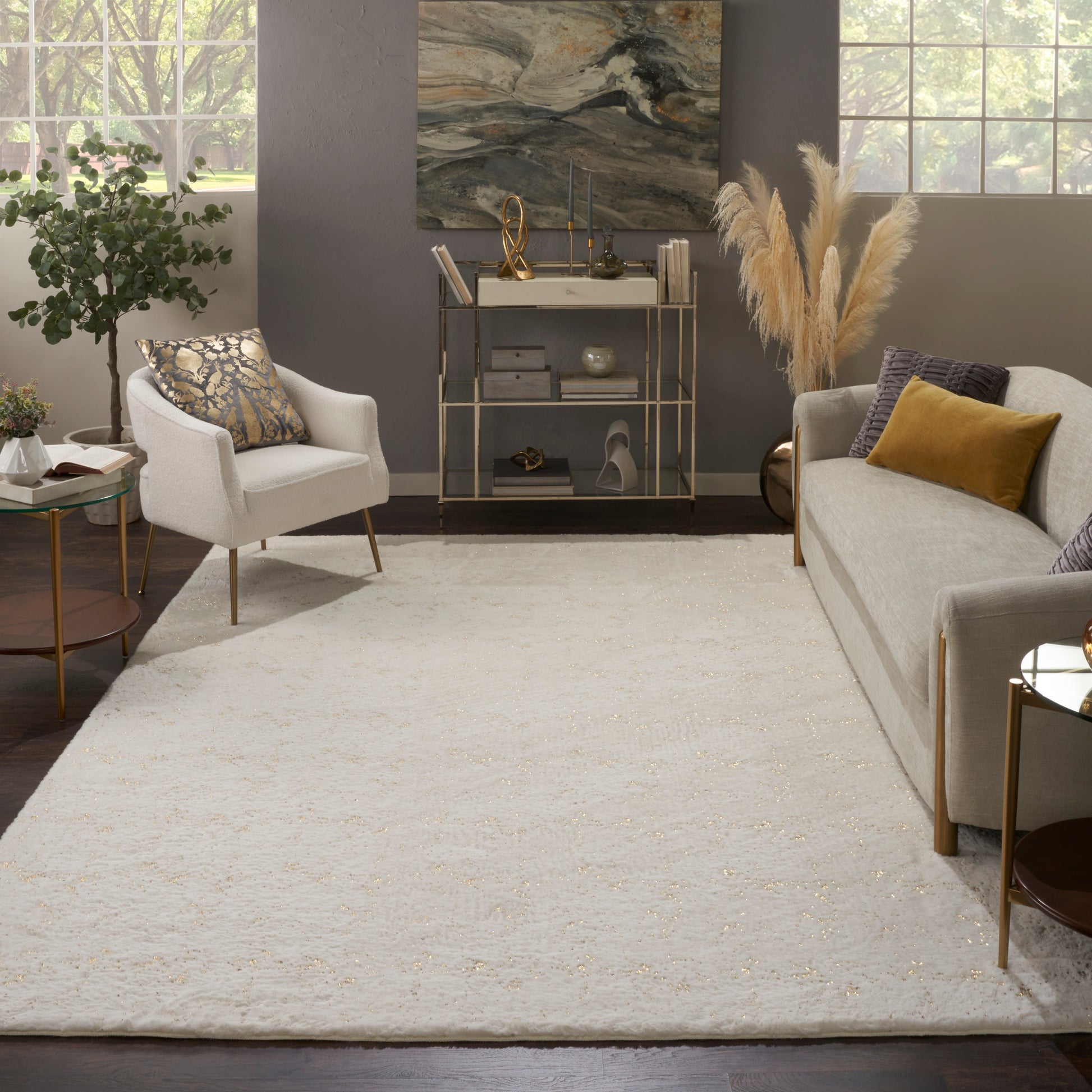 Nourison Home Cozy Shimmer  Ivory Gold  Contemporary