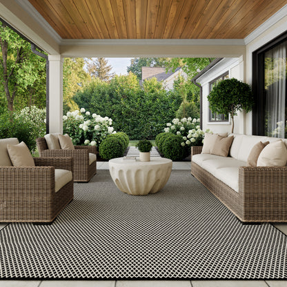 Nourison Home Courtyard  Black White  Contemporary