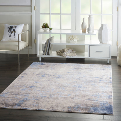 Nourison Home Silky Textures  Blue Ivory Grey  Contemporary