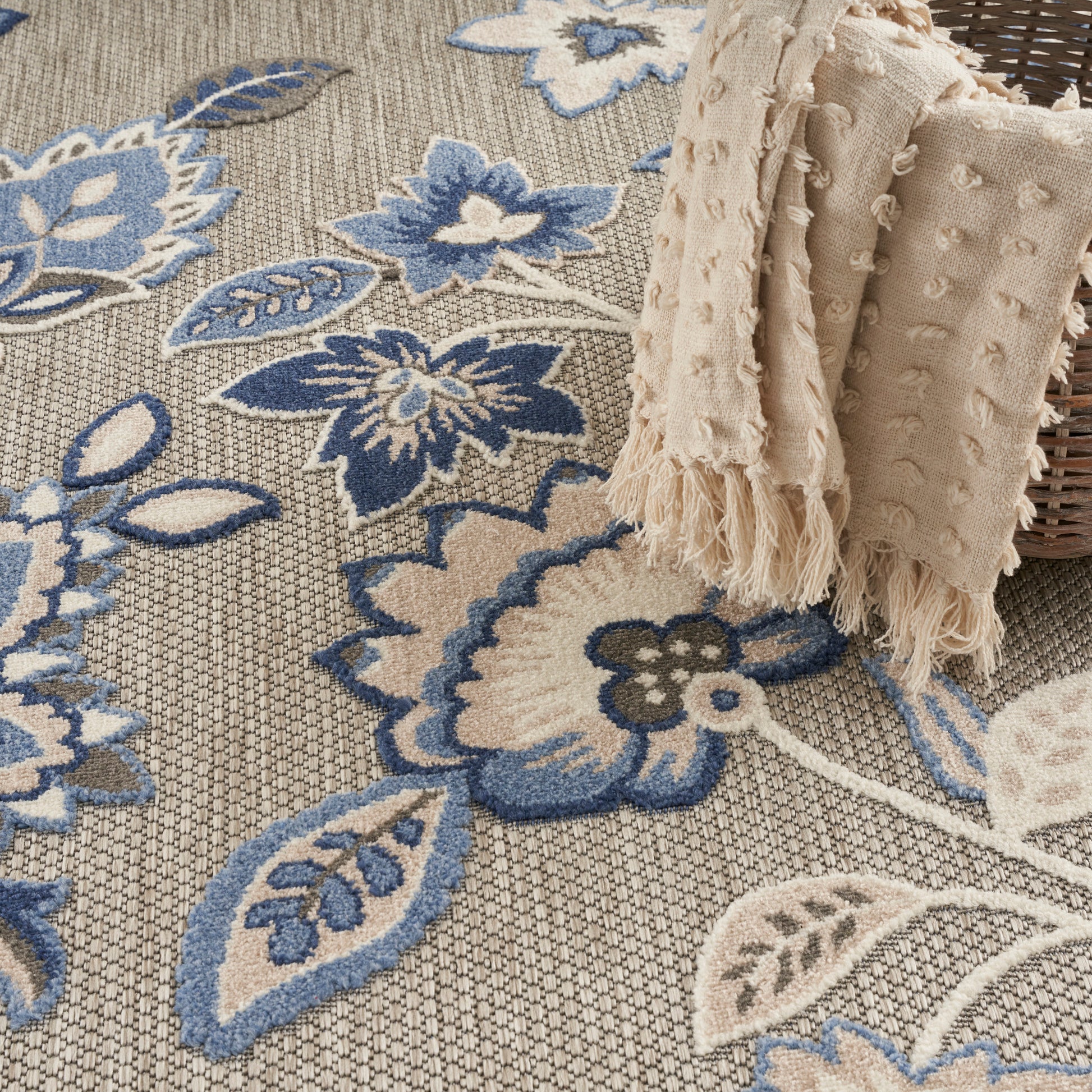 Nourison Home Aloha  Blue Grey  Contemporary