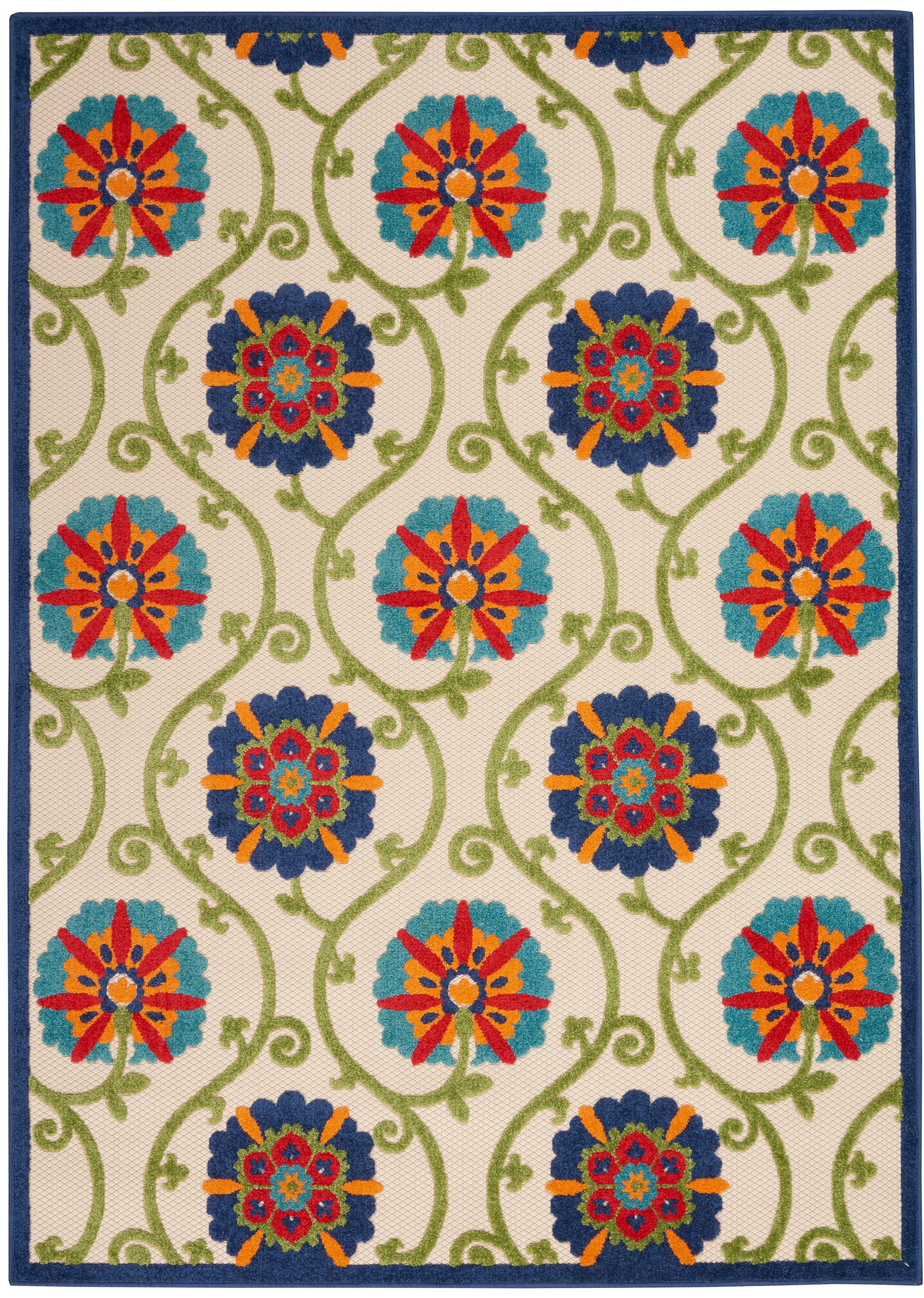 Nourison Home Aloha  Blue Multicolor  Contemporary