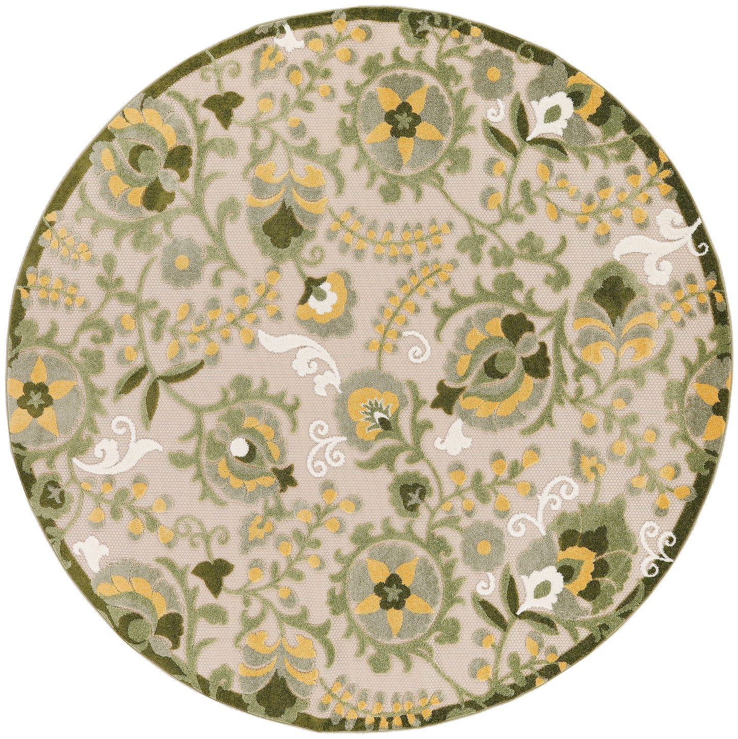 Nourison Home Aloha ALH17 Ivory Green Contemporary Power-loomed Rugs