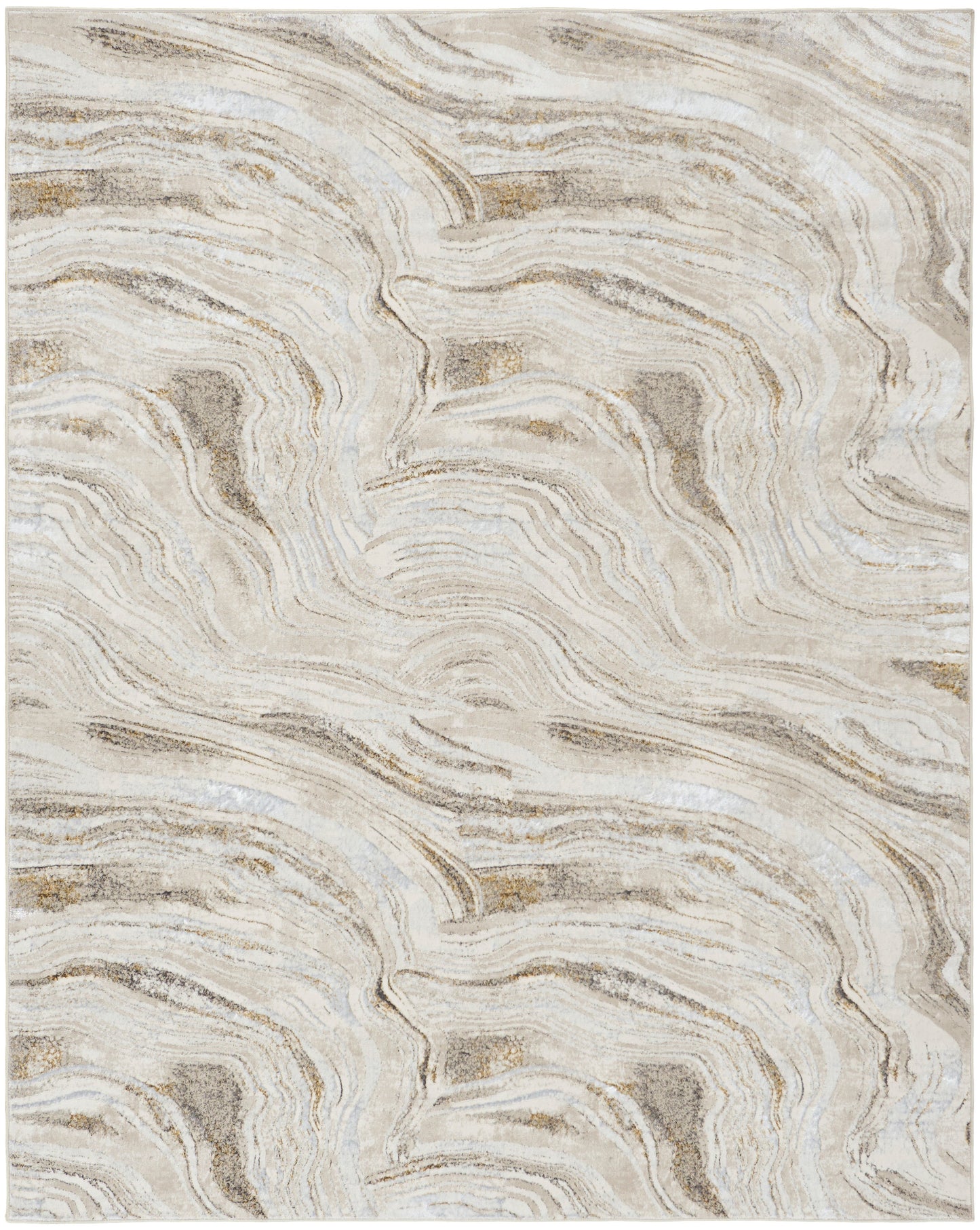 Nourison Home Glitz GLZ22 Grey Gold Contemporary Power-loomed Rug