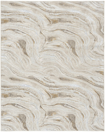 Nourison Home Glitz GLZ22 Grey Gold Contemporary Power-loomed Rug