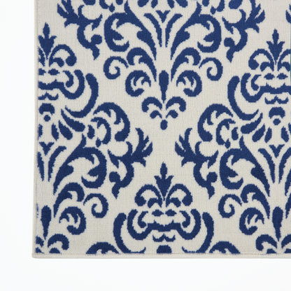 Nourison Home Grafix  White Blue  Transitional