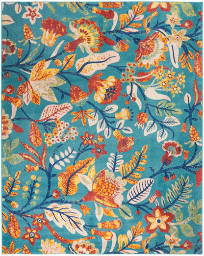 Nourison Home Allur ALR09 Turquoise Multicolor Contemporary Power-loomed Rug