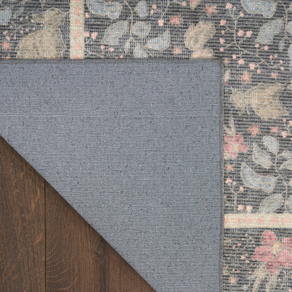 Nourison Home Botanical Washables  Charcoal Multicolor  Contemporary