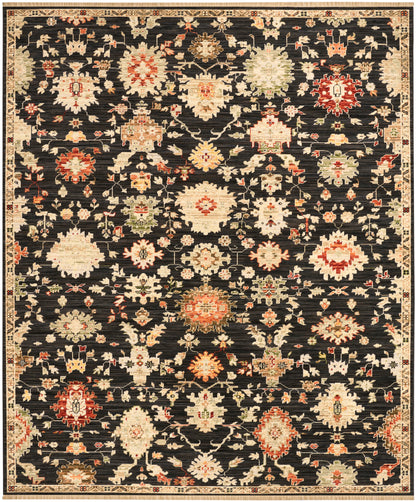 Nourison Home Antique Bloom ANB01 Black Traditional Machine Woven Rug