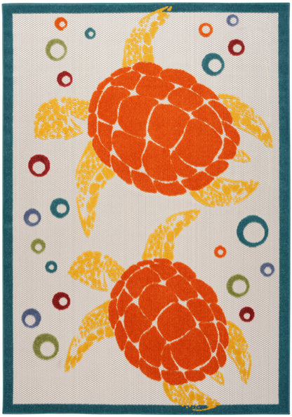 Nourison Home Aloha ALH27 Teal Multicolor Contemporary Power-loomed Rugs
