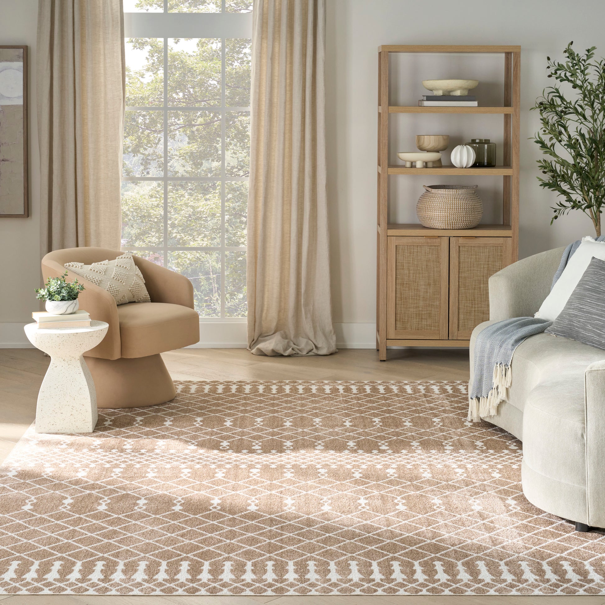Nourison Home Astra Machine Washable  Taupe  Transitional