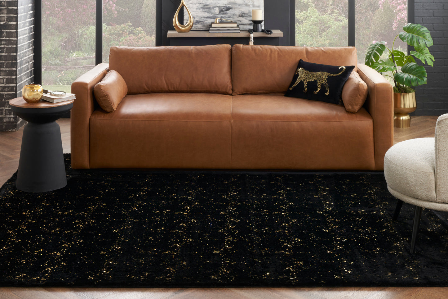 Nourison Home Cozy Shimmer  Black Gold  Contemporary