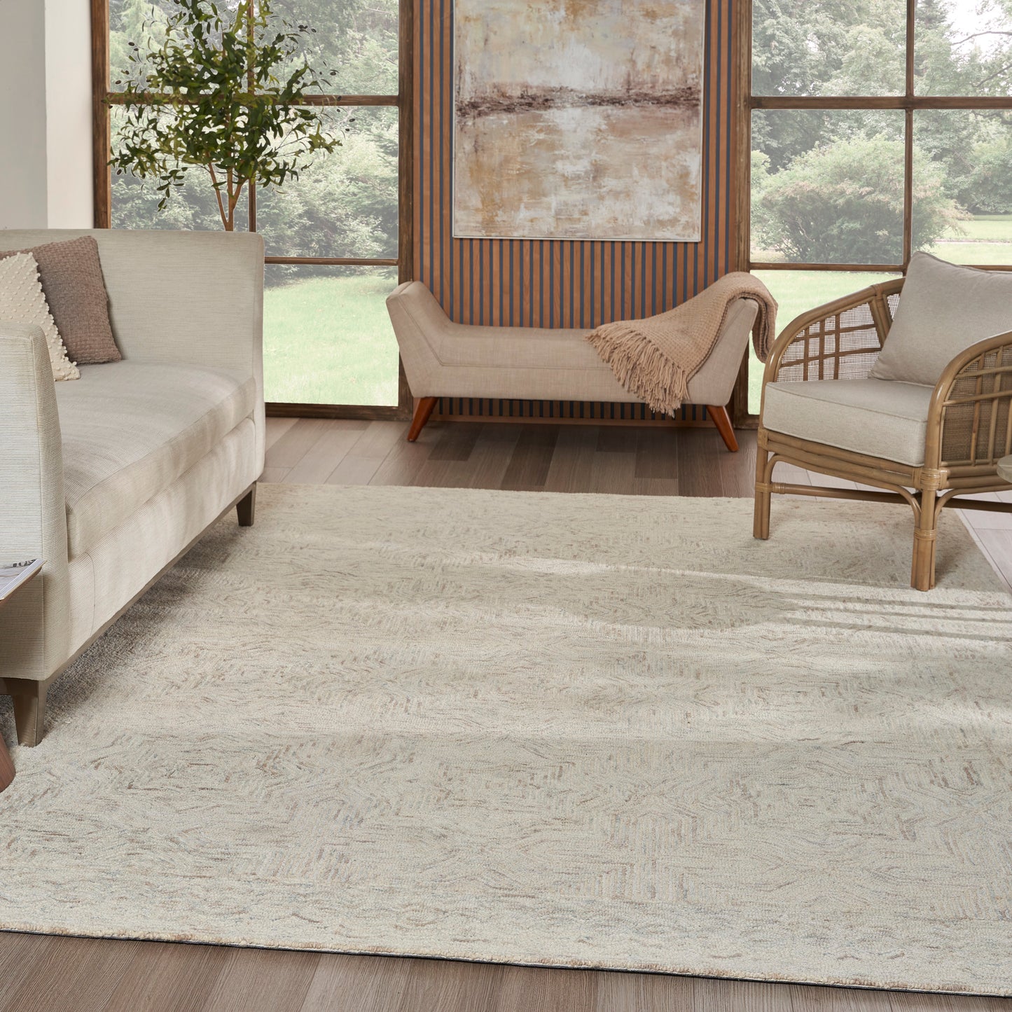 Nourison Home Interlock  Blue Ivory  Contemporary