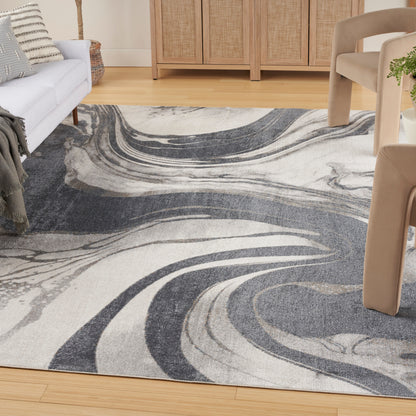 Nourison Home Astra Machine Washable  Ivory Grey  Contemporary