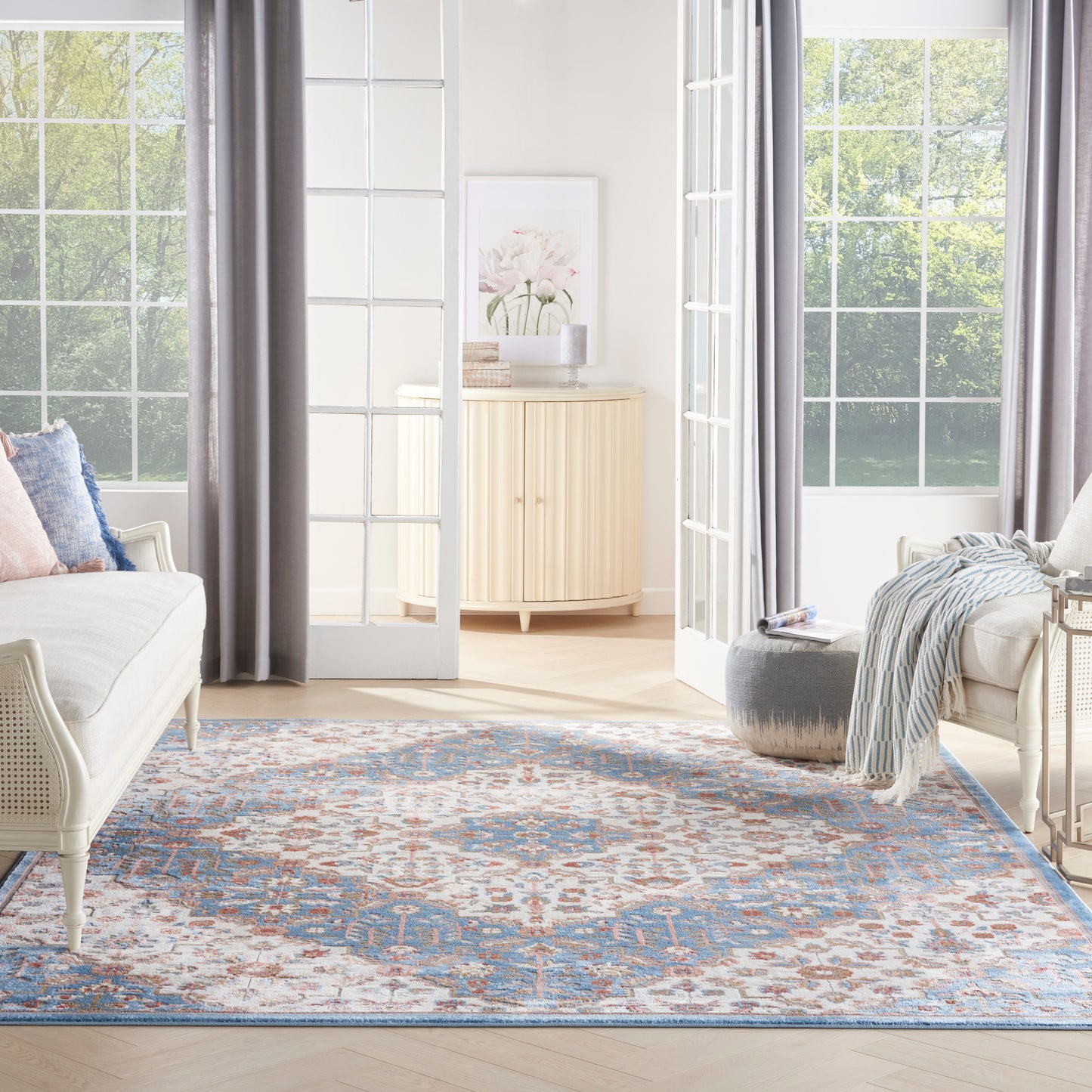 Nourison Home Elation  Ivory Blue  Traditional