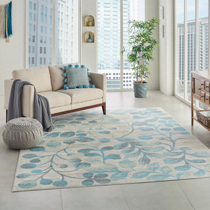 Nourison Home Tranquil  Ivory Turquoise  Contemporary