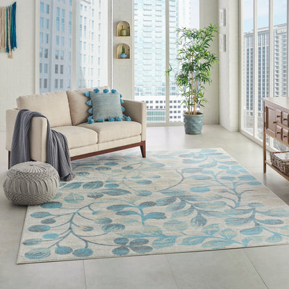 Nourison Home Tranquil  Ivory Turquoise  Contemporary