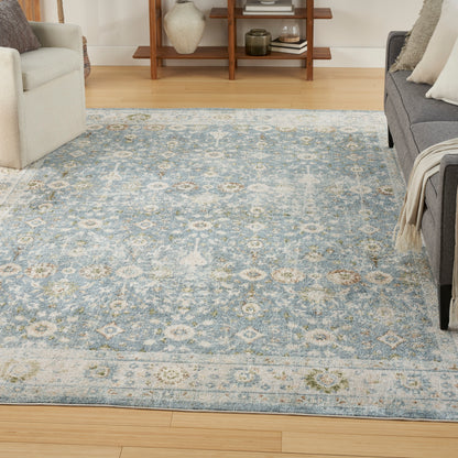 Nourison Home Astra Machine Washable  Teal Beige  Traditional