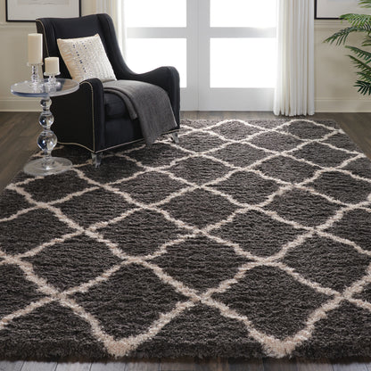 Nourison Home Luxe Shag  Charcoal Beige  Contemporary