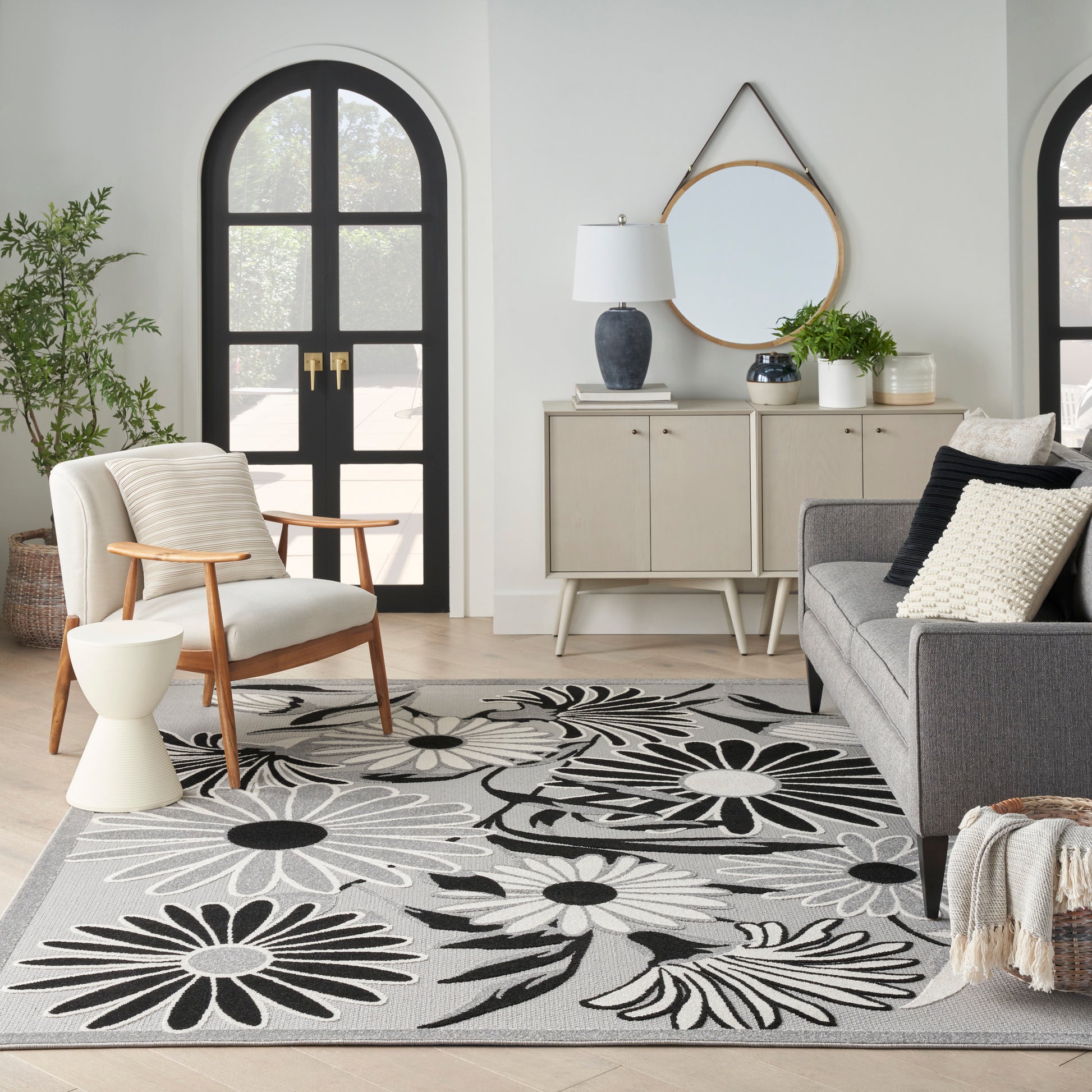 Nourison Home Aloha  Black White  Contemporary