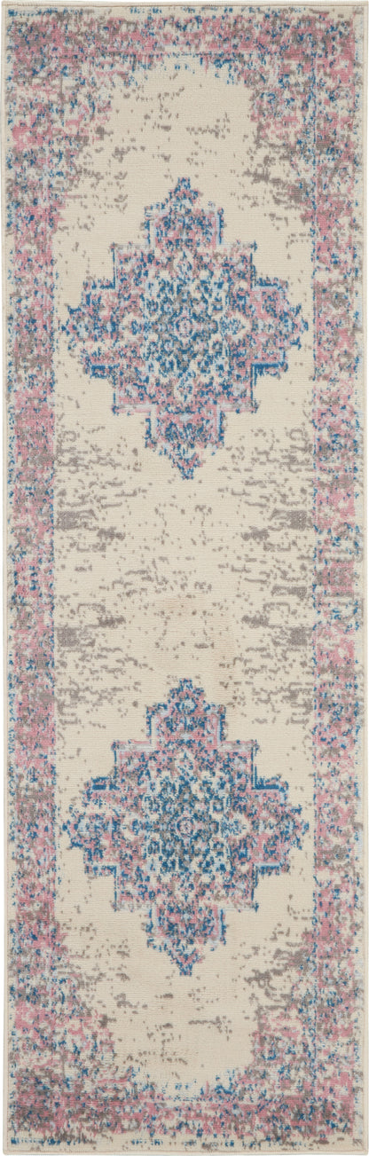 Nourison Home Grafix GRF14 Ivory Pink Transitional Power-loomed Rug