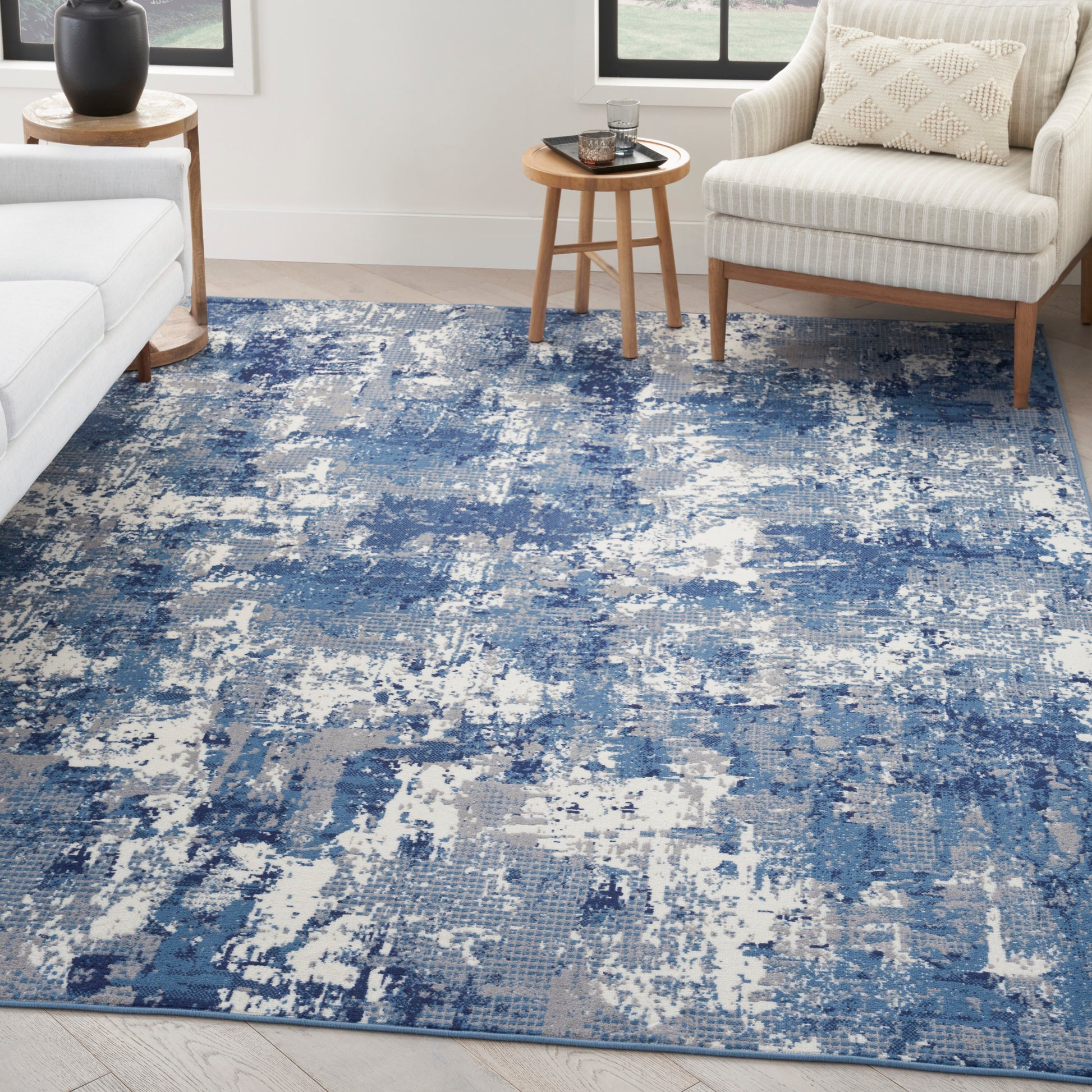 Nourison Home Grafix  Navy Blue  Contemporary