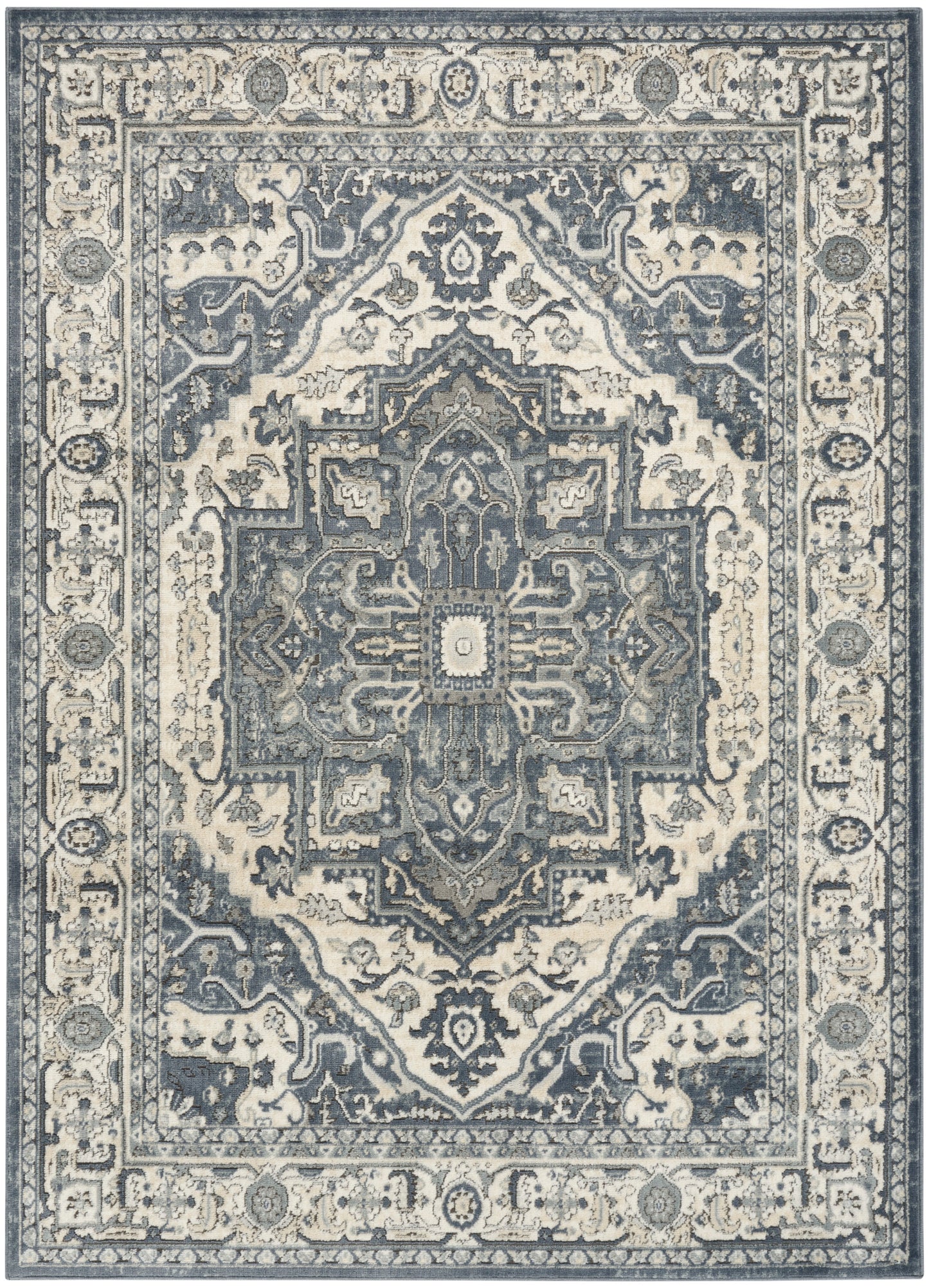 Nourison Home Quarry QUA18 Navy Ivory Traditional Power-loomed Rugs