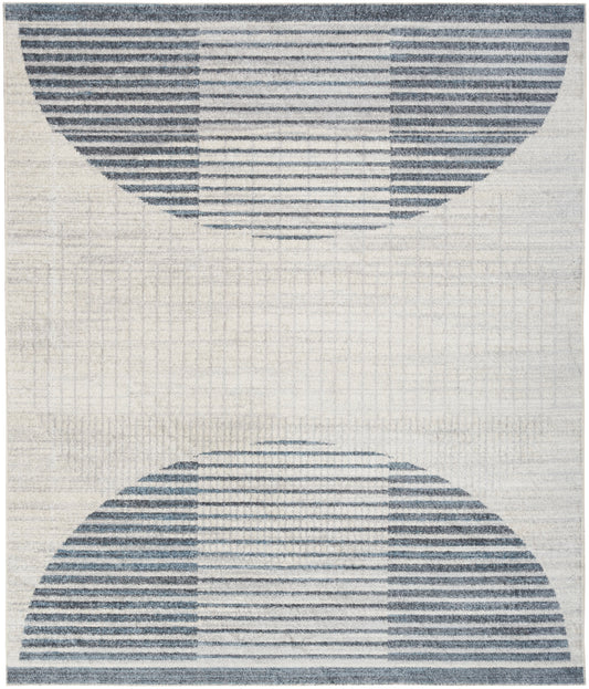 Nourison Home Astra Machine Washable  Ivory Blue  Contemporary