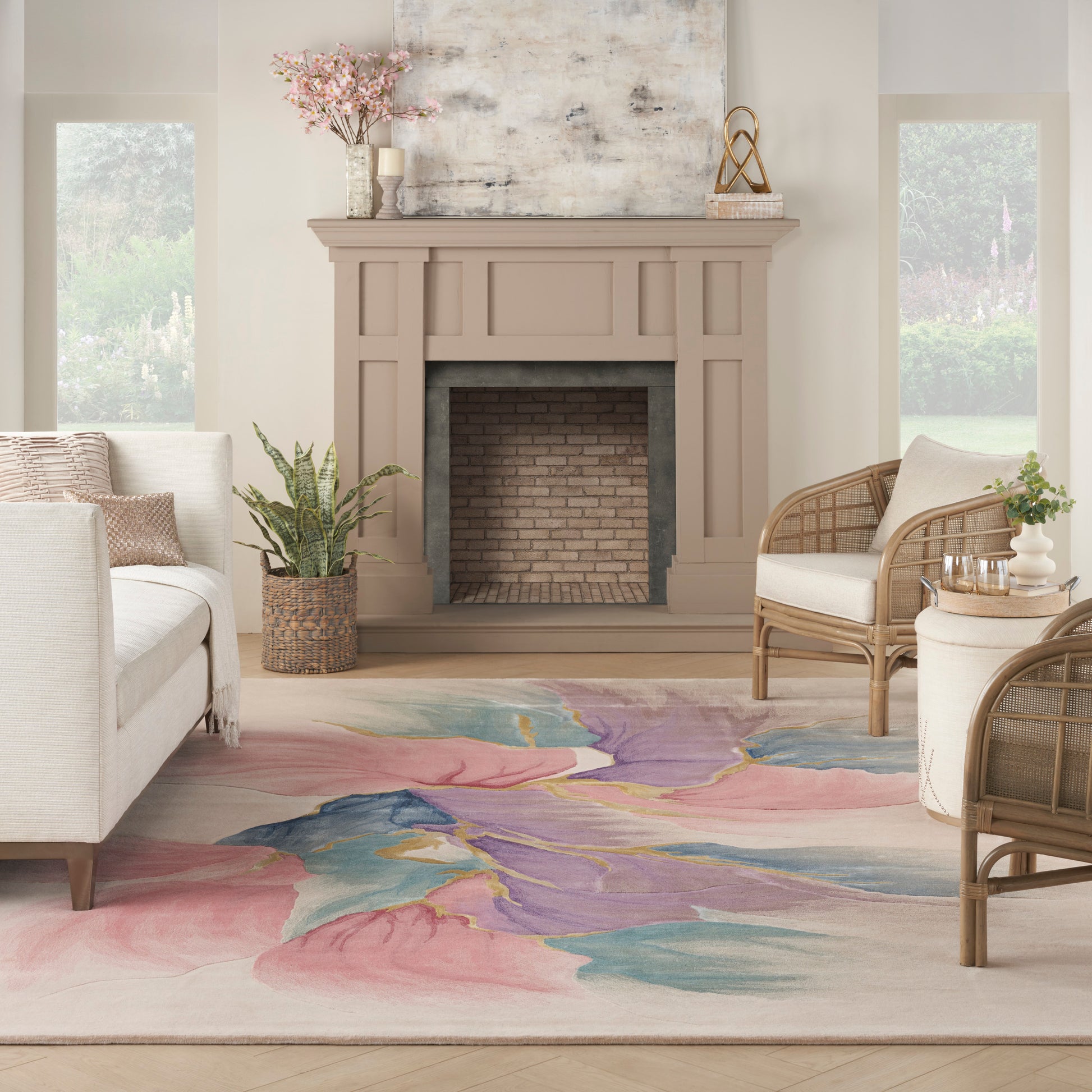 Nourison Home Prismatic  Ivory  Contemporary