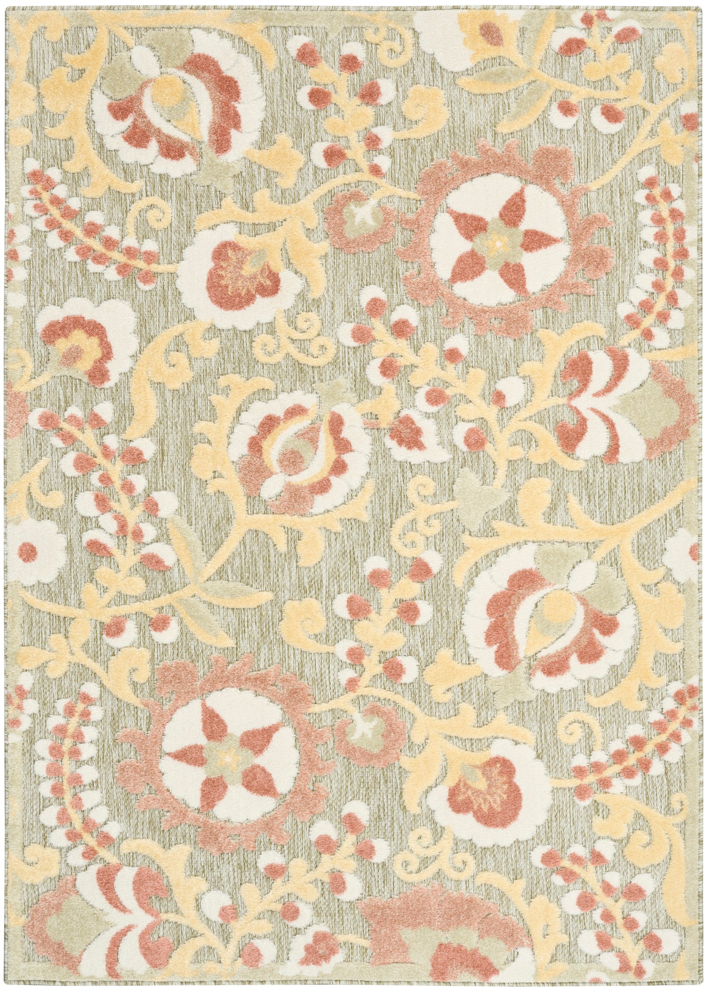 Nourison Home Aloha ALH17 Sage Rose Contemporary Power-loomed Rugs