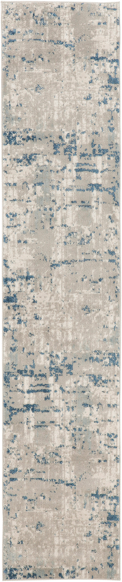 Nourison Home Quarry QUA01 Ivory Grey Blue Contemporary Power-loomed Rugs