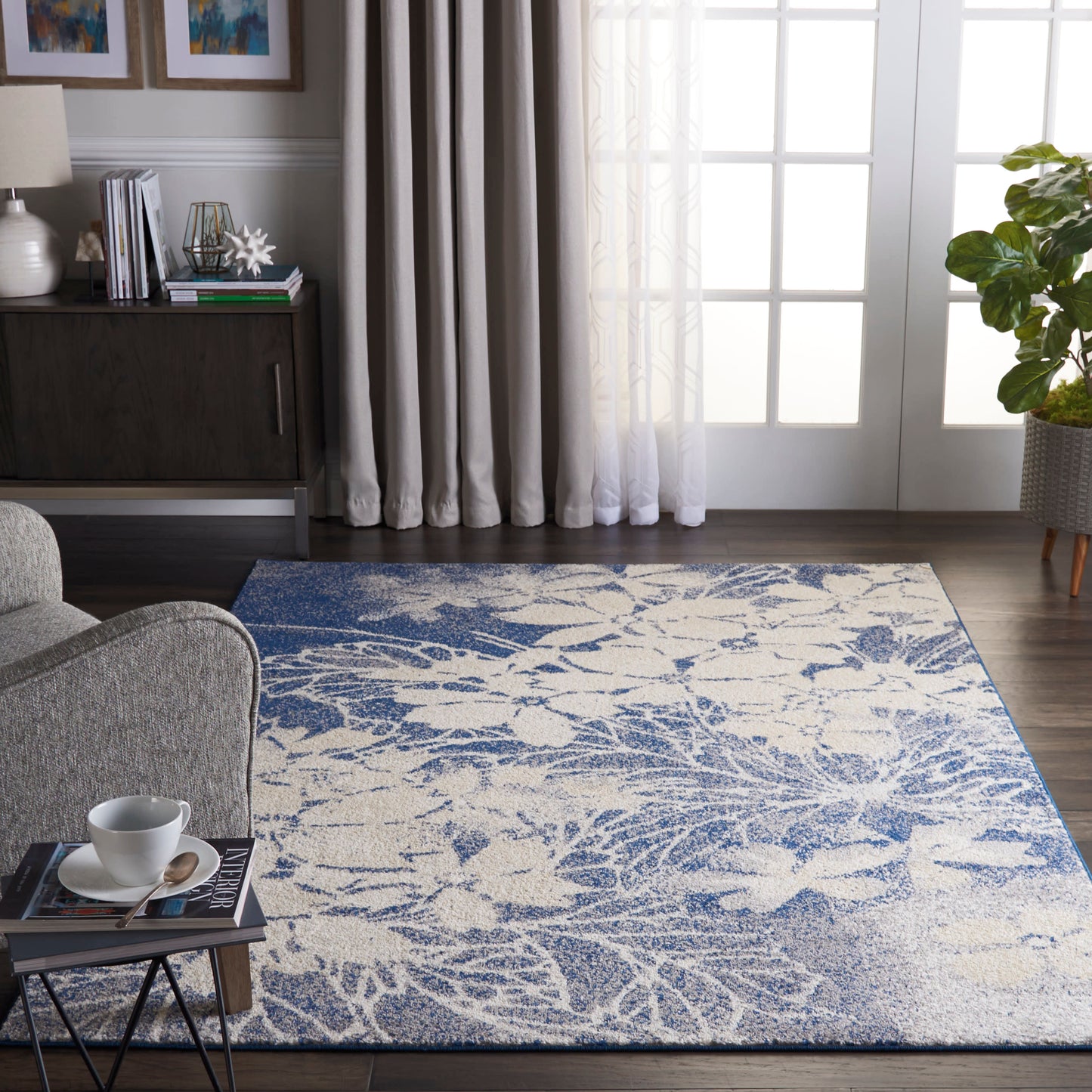 Nourison Home Tranquil  Beige Navy  Contemporary