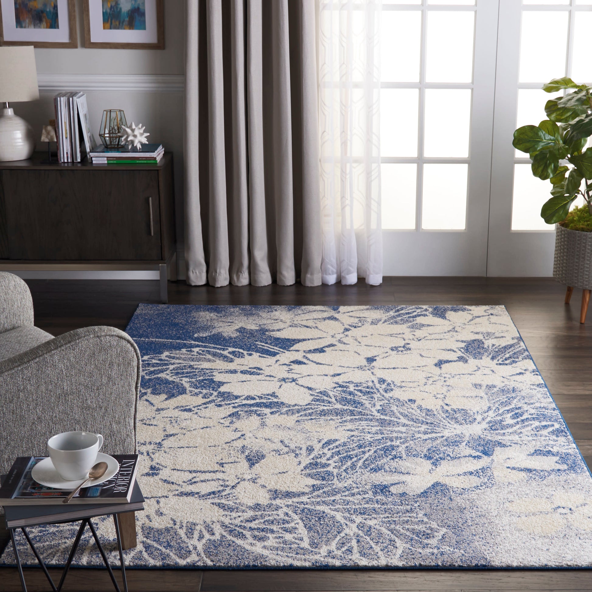 Nourison Home Tranquil  Beige Navy  Contemporary