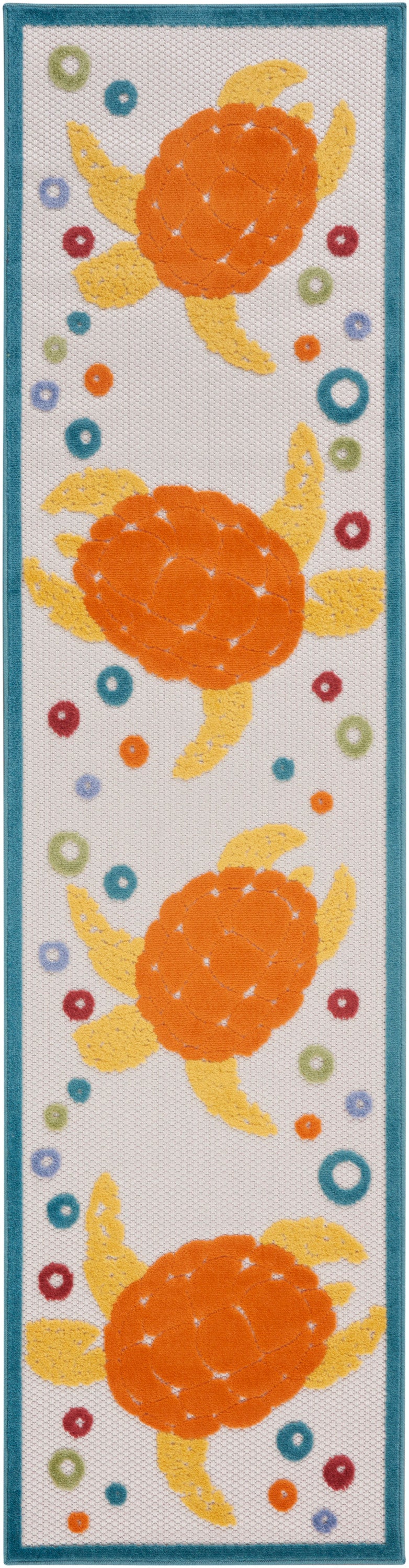 Nourison Home Aloha ALH27 Teal Multicolor Contemporary Power-loomed Rugs