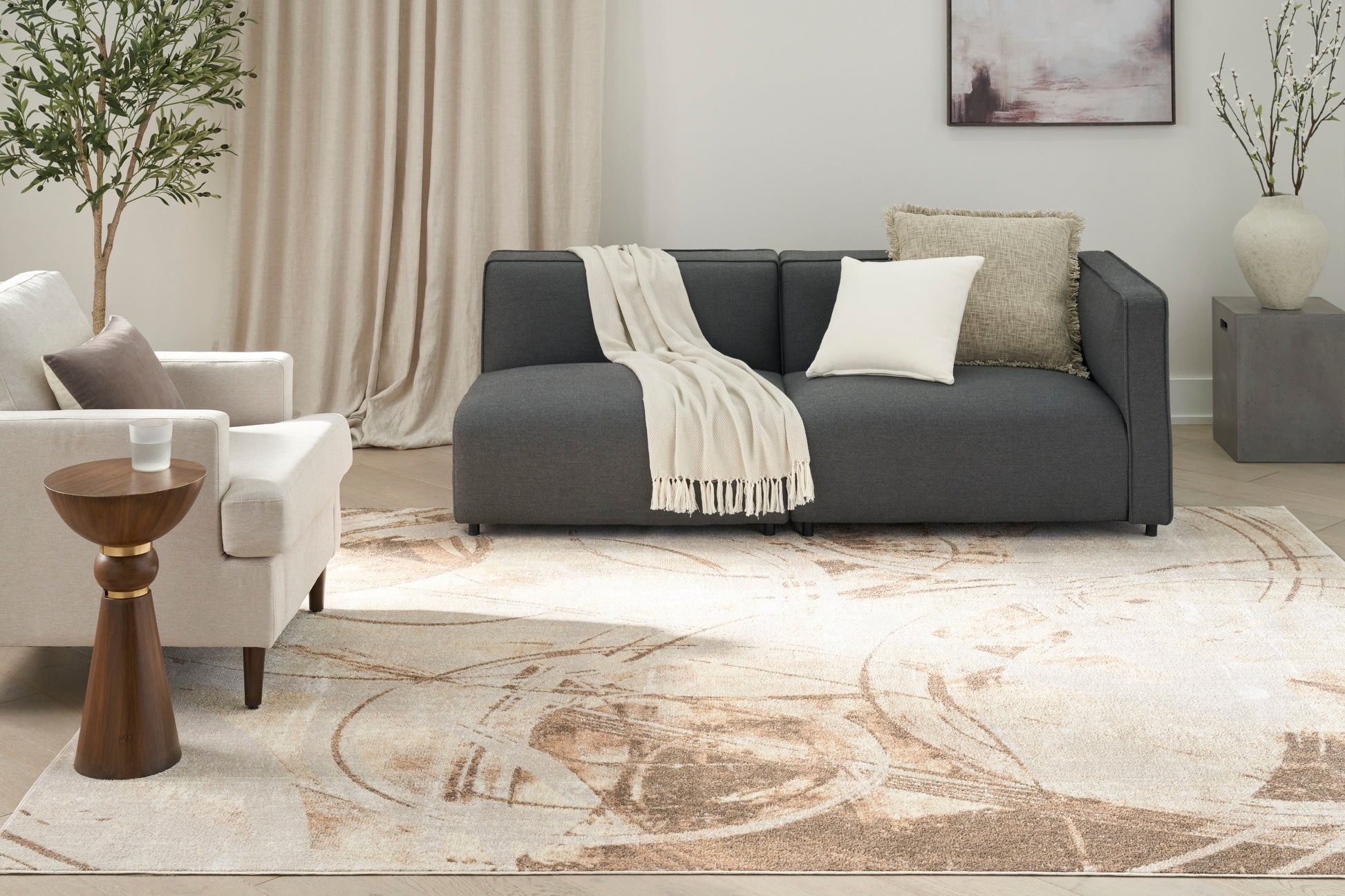 Nourison Home Astra Machine Washable  Beige  Contemporary