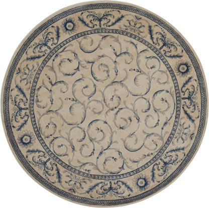 Nourison Home Somerset ST02 Ivory Blue Traditional Power-loomed Rug