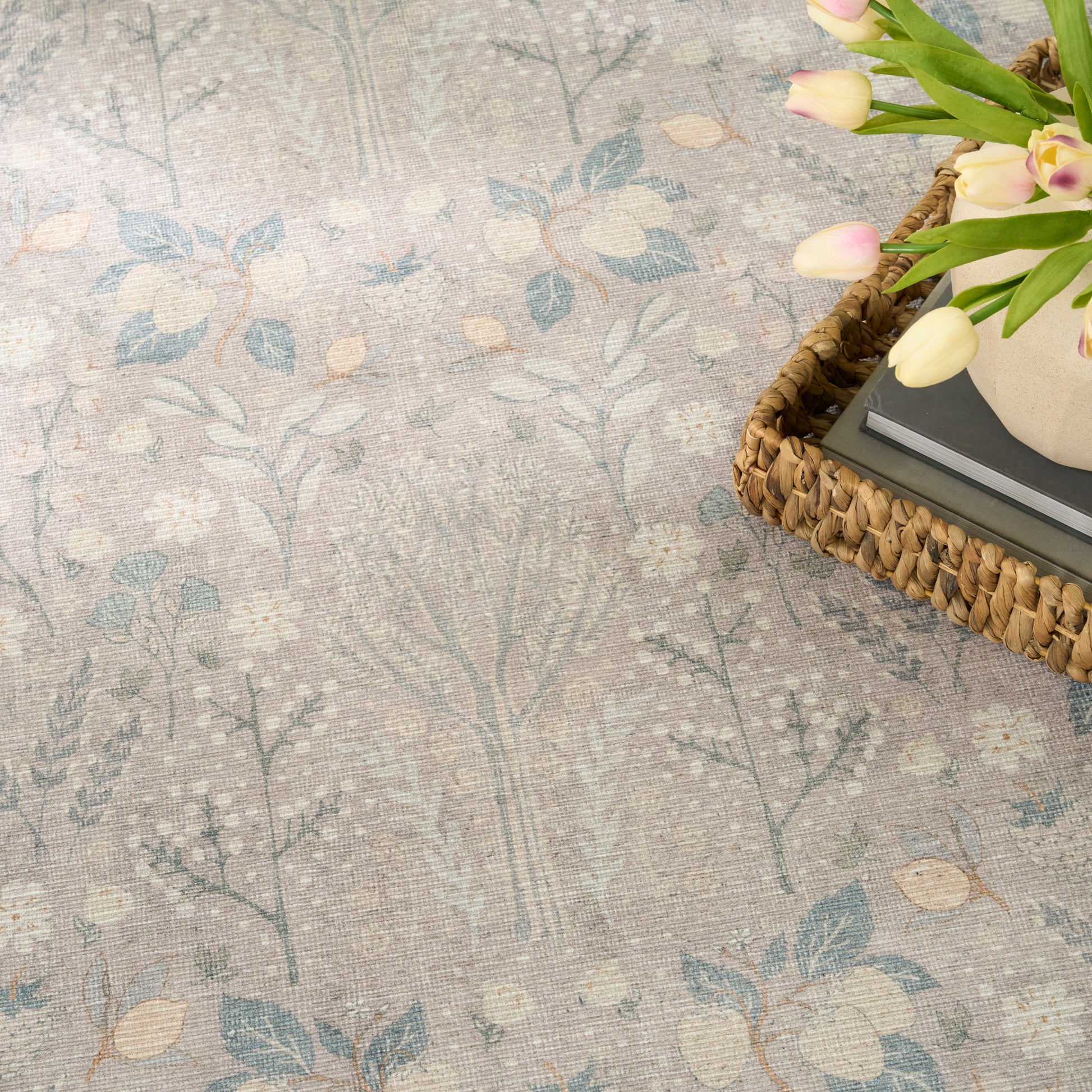 Nourison Home Botanical Washables  Grey Multicolor  Contemporary