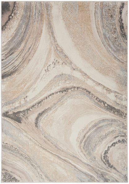 Nourison Home Splash BSK03 Cream Grey Contemporary Power-loomed Rug