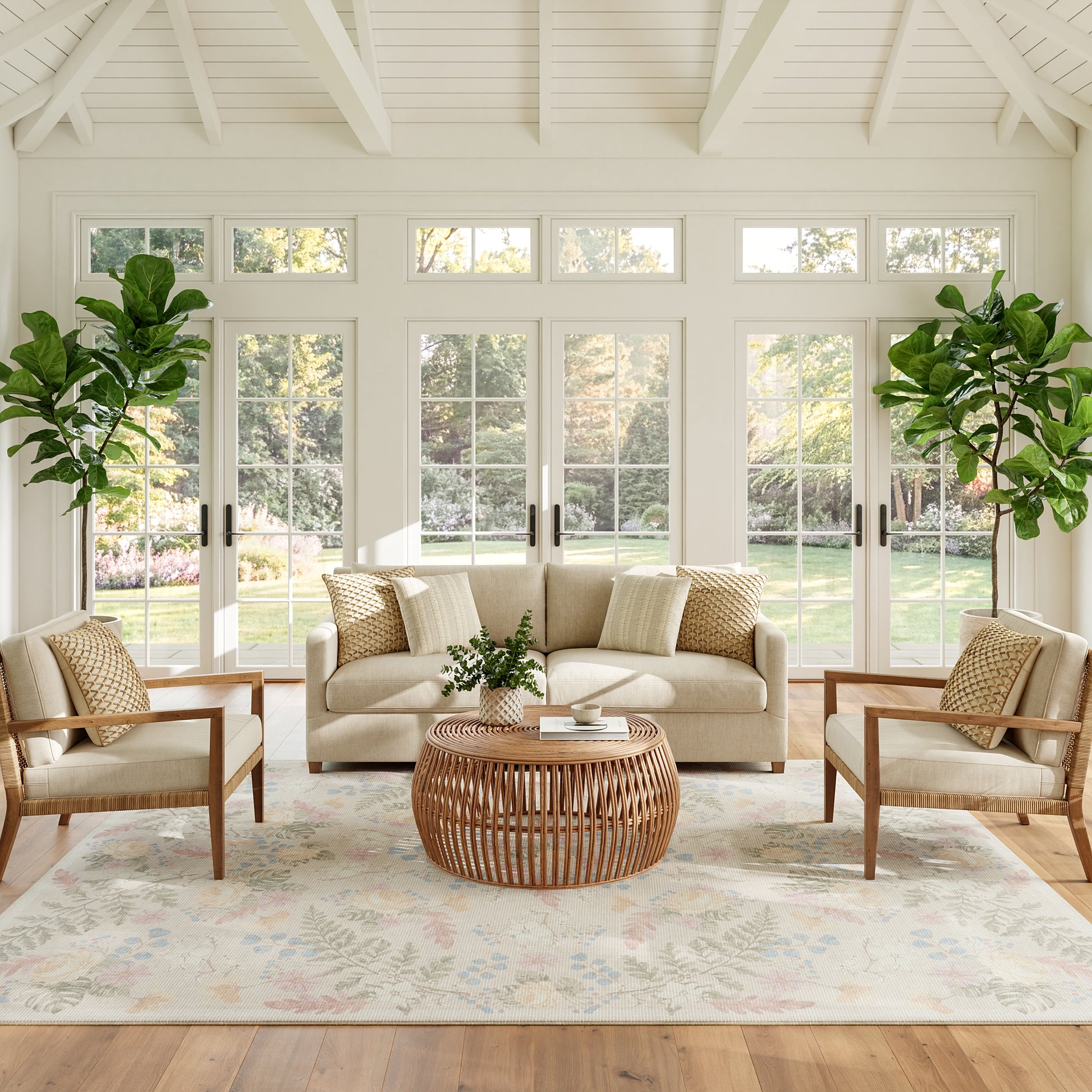 Nourison Home Botanical Washables  Beige Multicolor  Contemporary