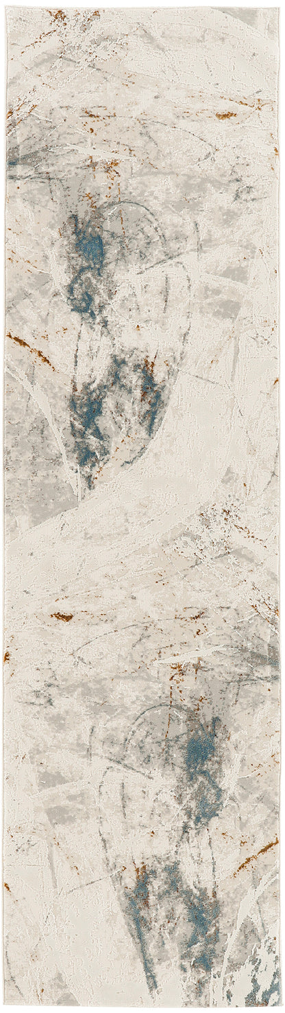 Nourison Home Desire DSR04 Ivory Grey Blue Contemporary Power-loomed Rug