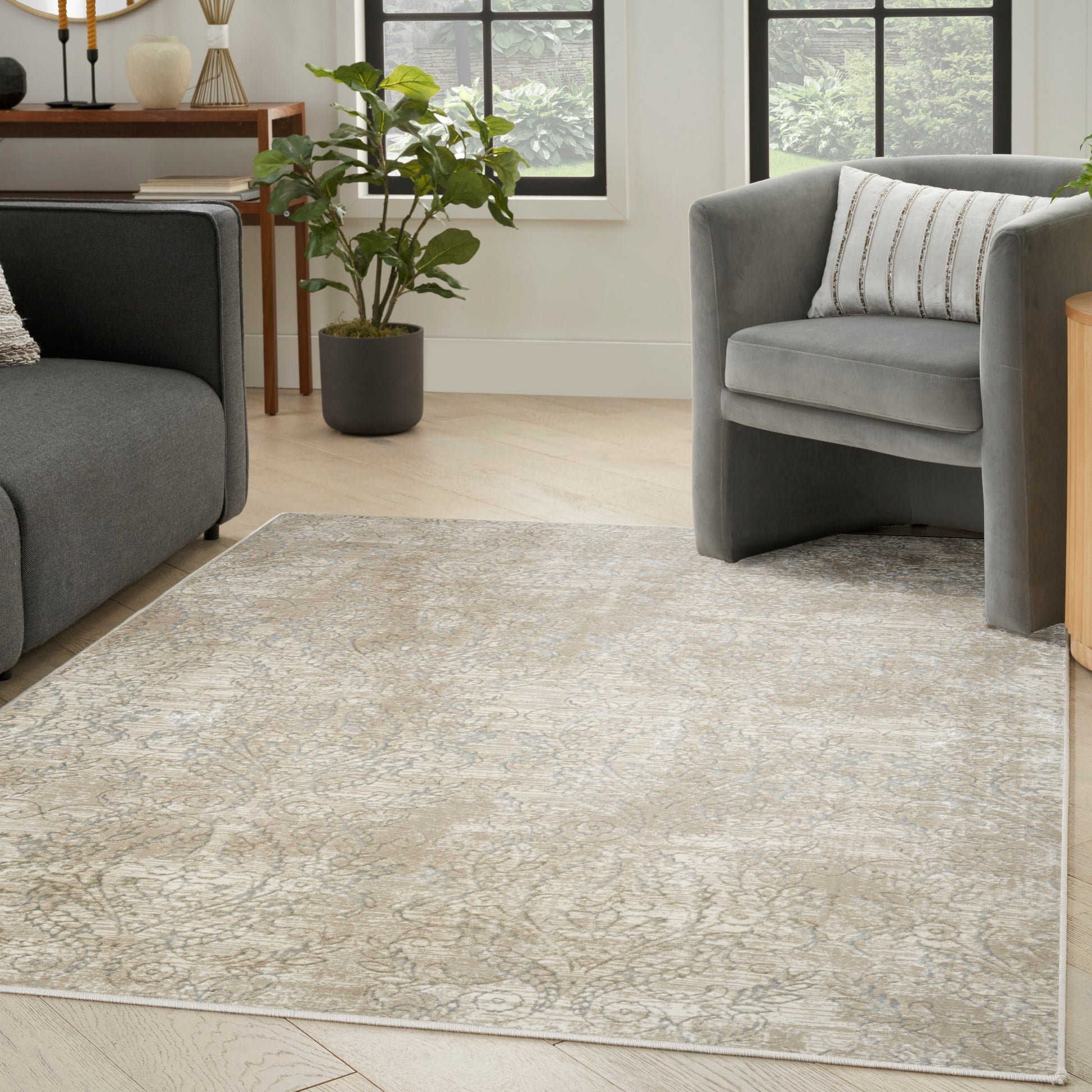 Nourison Home Sparkle  Beige Grey  Contemporary