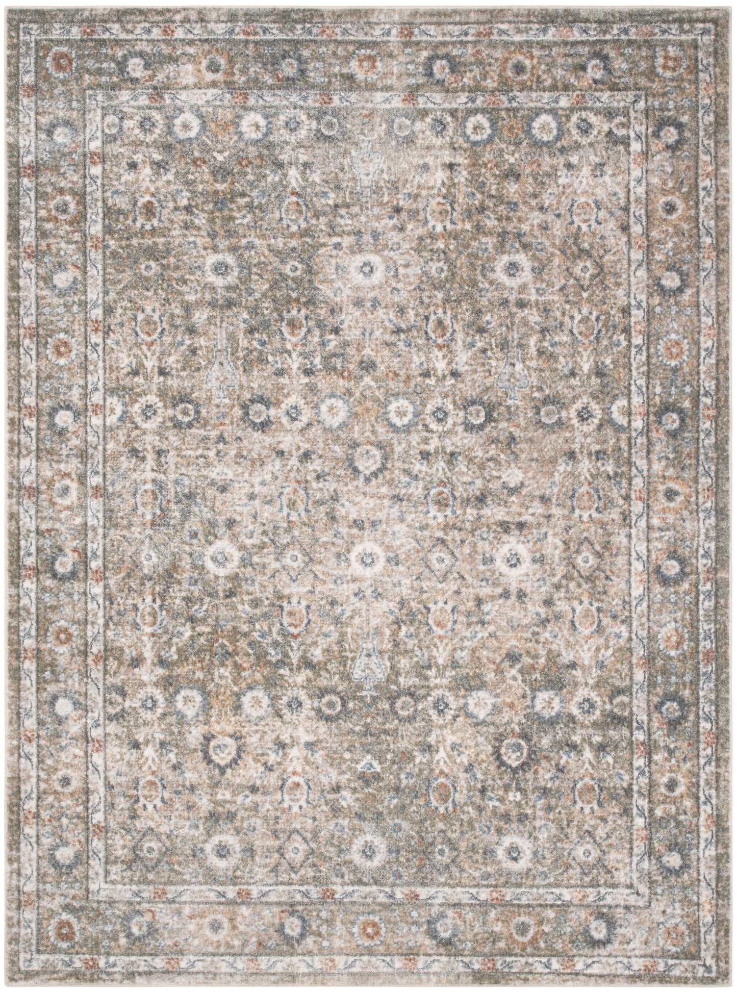 Nourison Home Astra Machine Washable ASW16 Gold Grey Traditional Power-loomed Rug