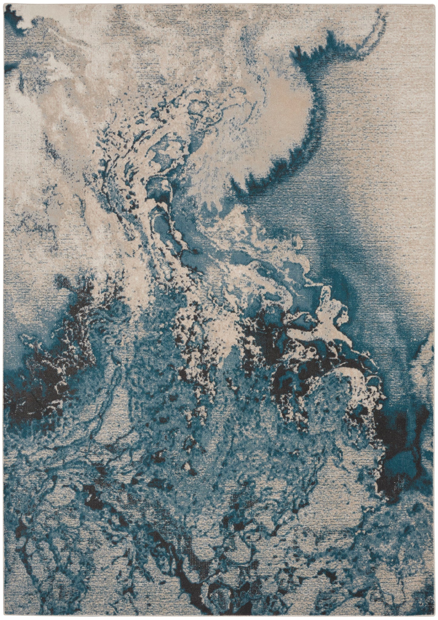 Nourison Home Maxell  Ivory Teal  Contemporary