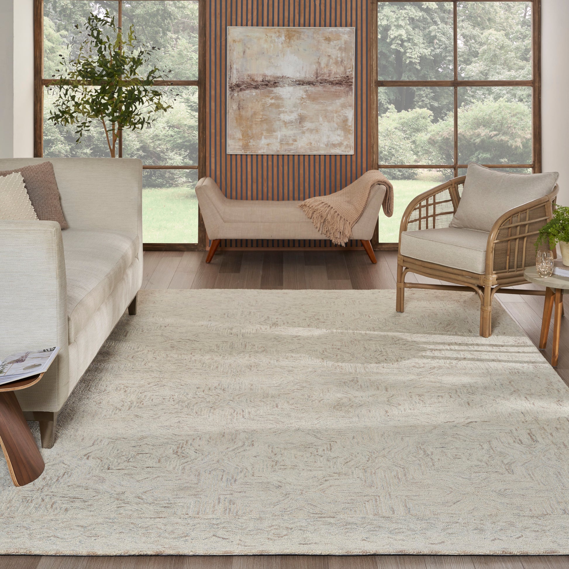 Nourison Home Interlock  Blue Ivory  Contemporary