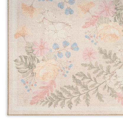 Nourison Home Botanical Washables  Beige Multicolor  Contemporary