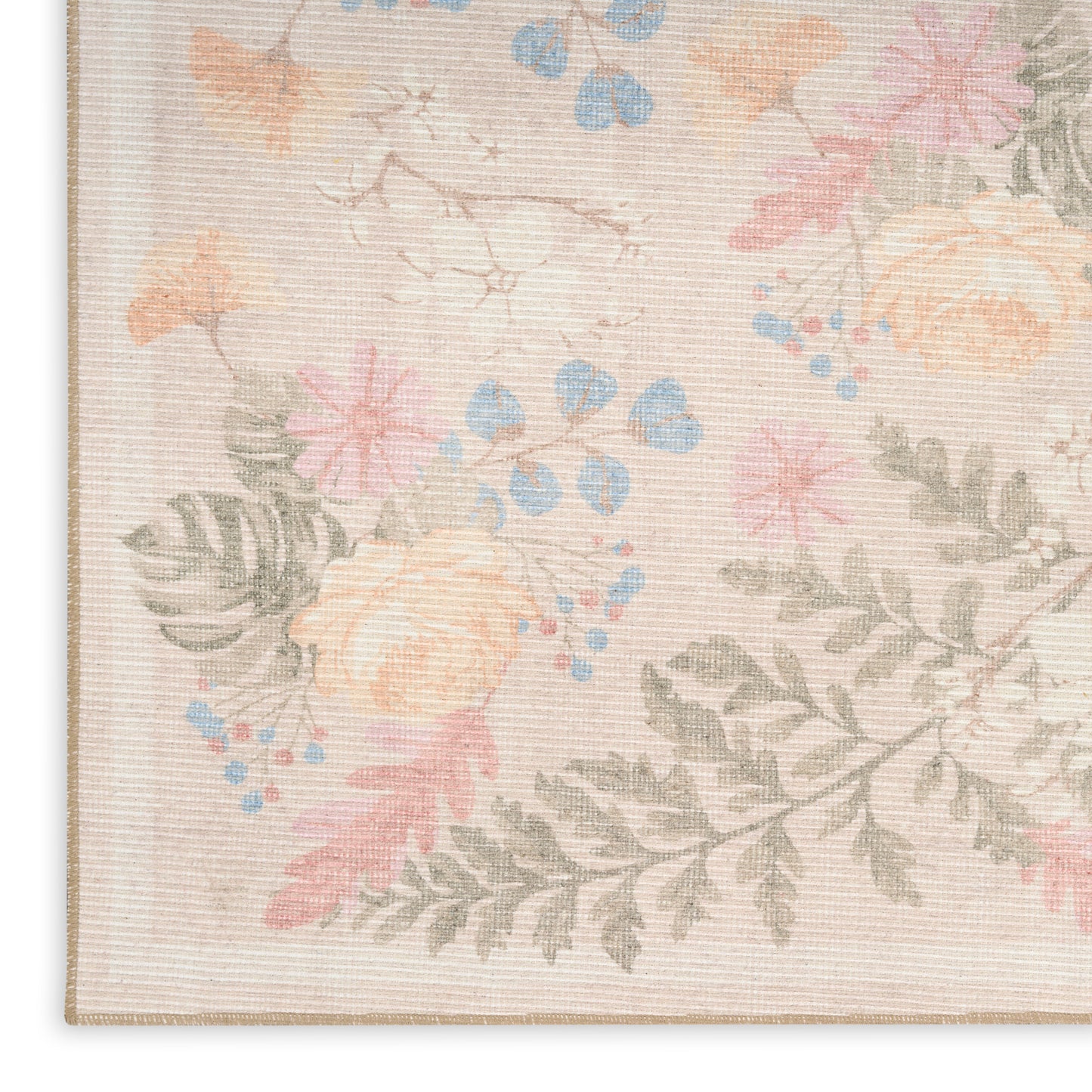 Nourison Home Botanical Washables  Beige Multicolor  Contemporary