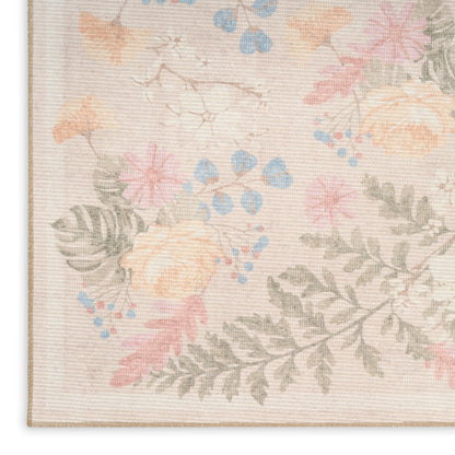 Nourison Home Botanical Washables  Beige Multicolor  Contemporary