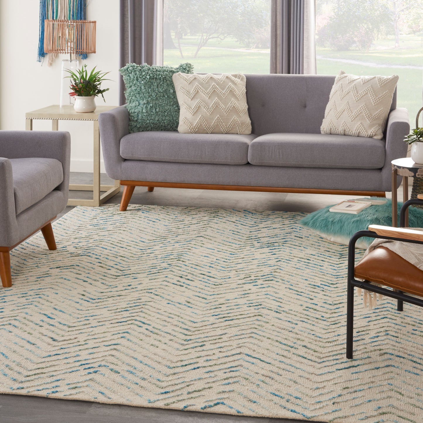 Nourison Home Colorado  Ivory Green  Contemporary