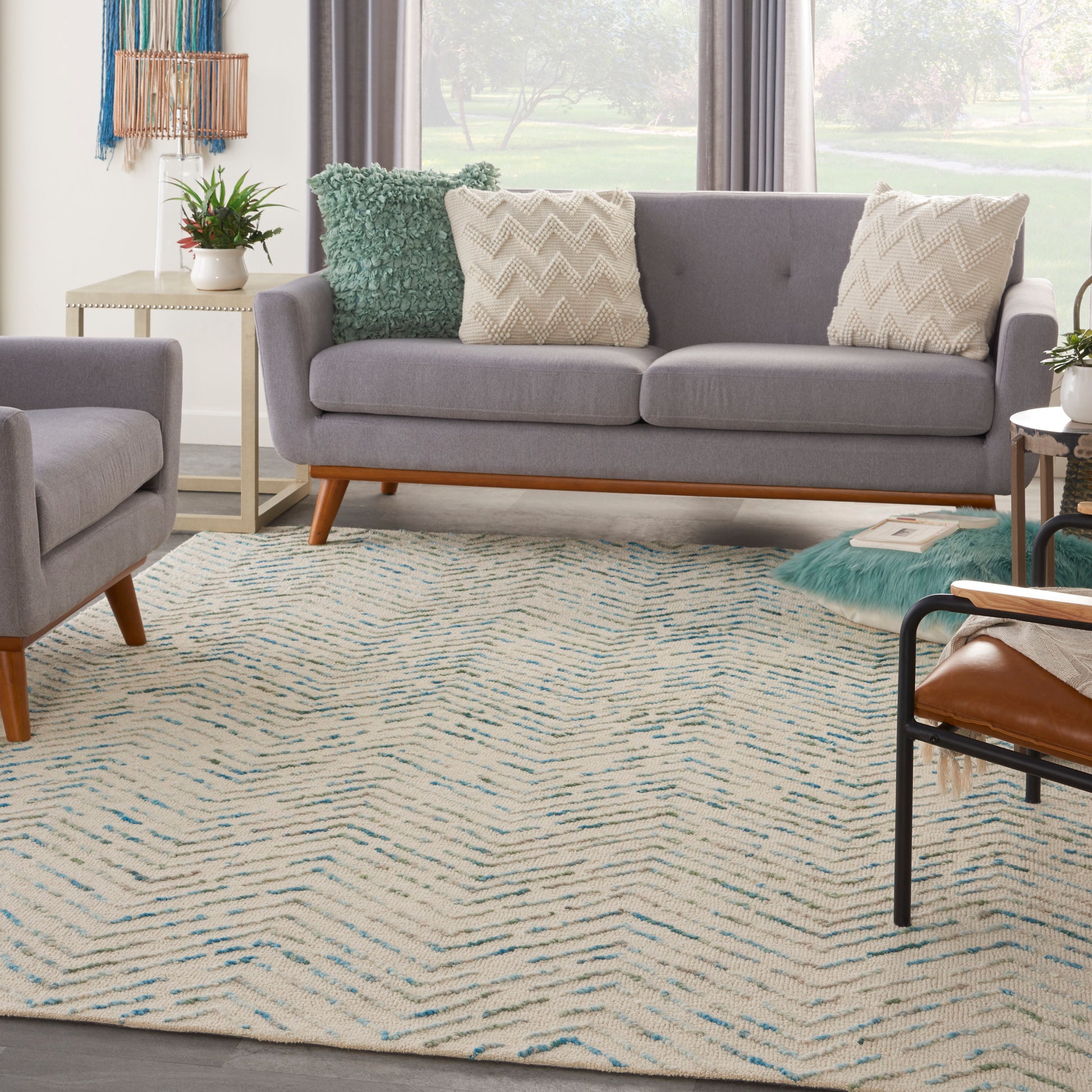 Nourison Home Colorado  Ivory Green  Contemporary