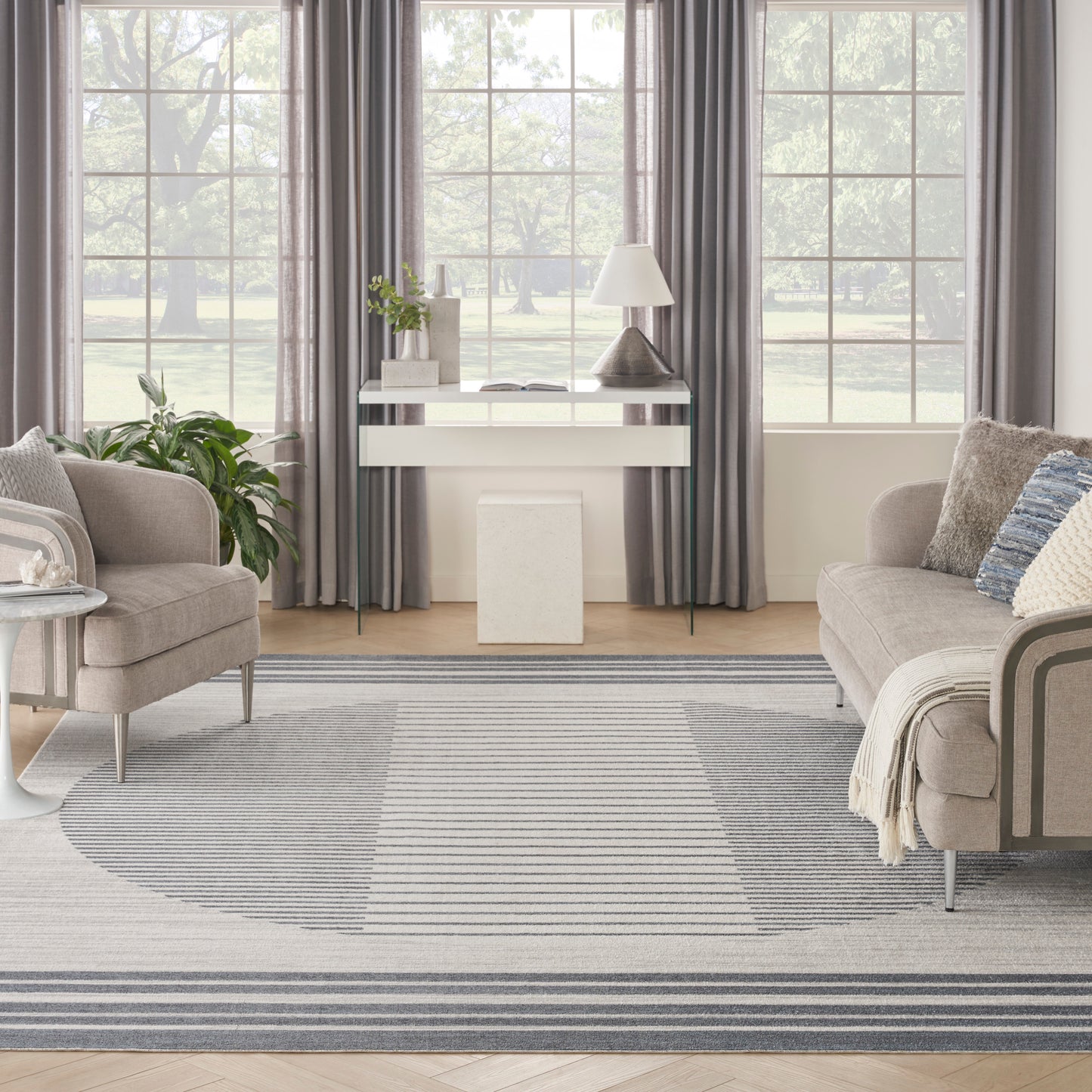 Nourison Home Astra Machine Washable  Ivory Blue  Contemporary